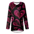 thumbnail image 4 of Hogleaql Valentine Shirts for Women 2026 V-Neck Cozy Long Sleeve Shirts Love Heart Printed Trendy Vacation Loose Mid-Length Tops Purple Pink XL, 4 of 6