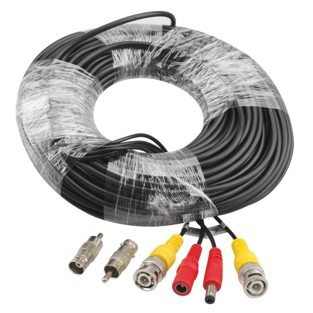 TOPCHANCES 100FT Black BNC Video Power Cable / Wire For Security Camera, CCTV, DVR, Surveillance