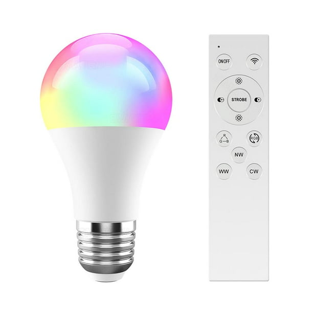 Bombilla inteligente 10W E27 RGB regulable compatible con IOS/Android (bombilla 10W)