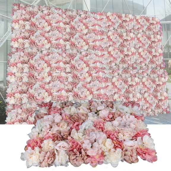 Miumaeov 6 Pcs 16 x 24in Flower Wall Panels Artificial Silk Rose  Floral Backdrop Decor for Patio Garden Fencing Wall Decor