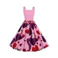 thumbnail image 3 of Seyurigaoka Women Charming Valentine's Day Print Dress, U-neck Sleeveless Big Hem One-piece, 3 of 9