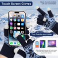 thumbnail image 4 of 3 Pairs Touch Screen Gloves with Snow Flower Pattern, Warm Knit Winter Gloves Christmas Gifts Stocking Stuffers for Women, 4 of 6