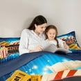 thumbnail image 4 of Manfei Cinema Ticket Popcorn 7pcs Bedding Comforter Set,Movie Time Queen Bedding Sets,Red Gold Blue Queen Sheet Sets For Child,Breathable Home Decor Reversible, 4 of 8