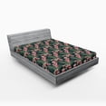 thumbnail image 2 of Ambesonne Asian Fitted Sheet, Cherry Blossom Japan Aura Art, Queen Size, Dark Cadet Blue and Pink, 2 of 5