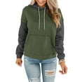 thumbnail image 4 of ShomPort Women's Long Sleeve Oversized Hoodie Fall Fleece Color Block Crew Neck Hooded Sweatshirt Pullover Tops, 4 of 6