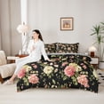 thumbnail image 2 of Erosebridal Chic Flower Twin Bedding Sets for Female, Black Bedding Comforter Set, Black Reversible, 7-Piece, 2 of 5