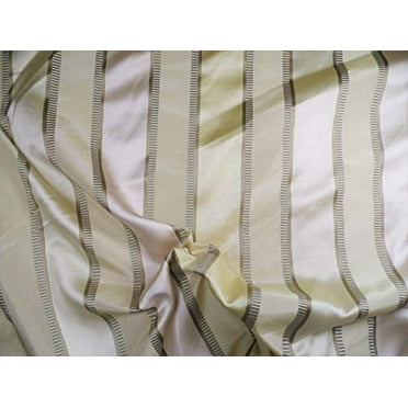 Fabric Robert Allen Beacon Hill 100% Silk Ivory Stripe Drapery HH43