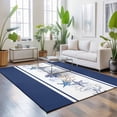thumbnail image 3 of Area Rugs 5'x7', Coastal Navy Carpet Runner Indoor Outdoor Rugs Home Decor Aesthetic, Blue Starfish Coral Nautical Striped Non Slip Mats Washable Accent Rug for Living Room Bedroom, 3 of 8