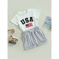 thumbnail image 2 of SXYPAYXS Short Sleeve USA Print Tshirt French Terry Shorts Outfit Set (Toddler Boys), 2 of 7