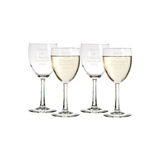 Monogrammed Wine Glasses Set 2 – Custom Etched Initial White Wine  Glass Bundle / 16 oz: Wine Glasses