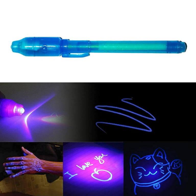 100pcs Creative Magic UV Light Pen Invisible Ink Pen Glow in the dark Pen  with Built-in UV Light not included the batteries