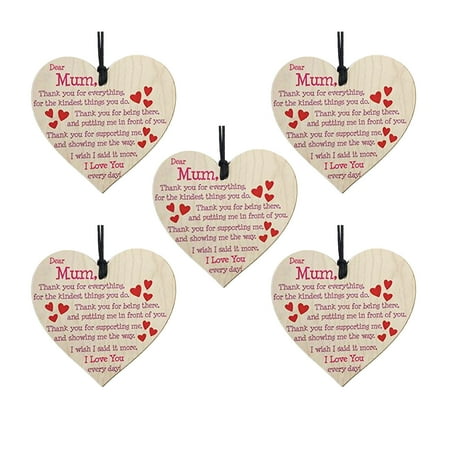 

VerPetridure Mother S Day Pendant 5Pcs New Mother s Day Decorations Wooden Love Pendant The Best-Gift for Mother
