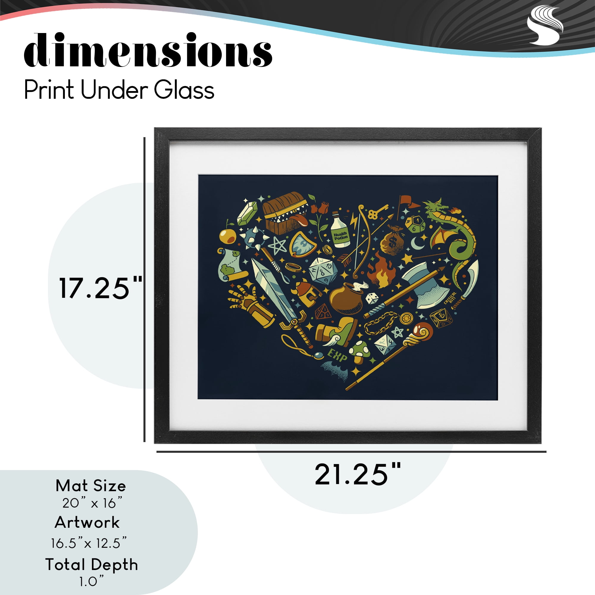 Stupell Industries Board Game RPG Trinkets Black Framed Print Under Glass, design by Tobe Fonseca