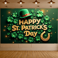 thumbnail image 6 of LUUFILx St Patrick's Day Banner Background Rainbow Clover Horseshoe Celebration Backdrop Party Supplies Photography Props Holiday Decorations Event Decor, 6 of 8