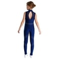 thumbnail image 4 of Haitryli Kids Girls One Piece Dance Unitard Team Basic Leotard Figure Skating Jumpsuit Sleeveless Gymnastics Bodysuits Navy Blue 8, 4 of 7
