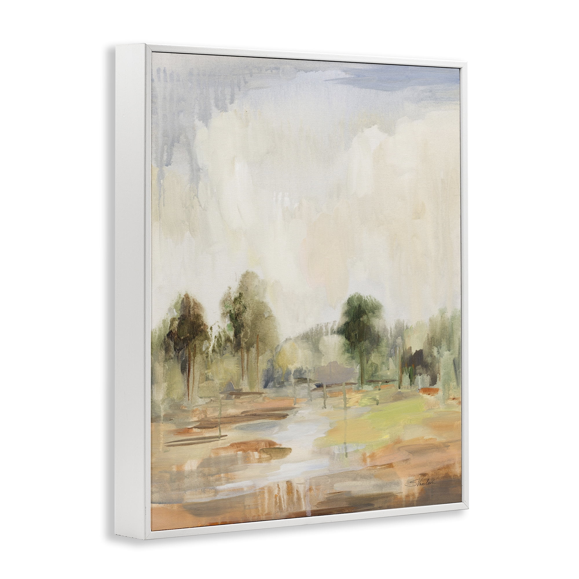 Stupell Industries Summer Rain Landscape Landscape Painting White Framed Art Print Wall Art, 11 x 14