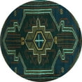thumbnail image 1 of Ahgly Company Machine Washable Indoor Round Persian Turquoise Blue Traditional Area Rugs, 3' Round, 1 of 4