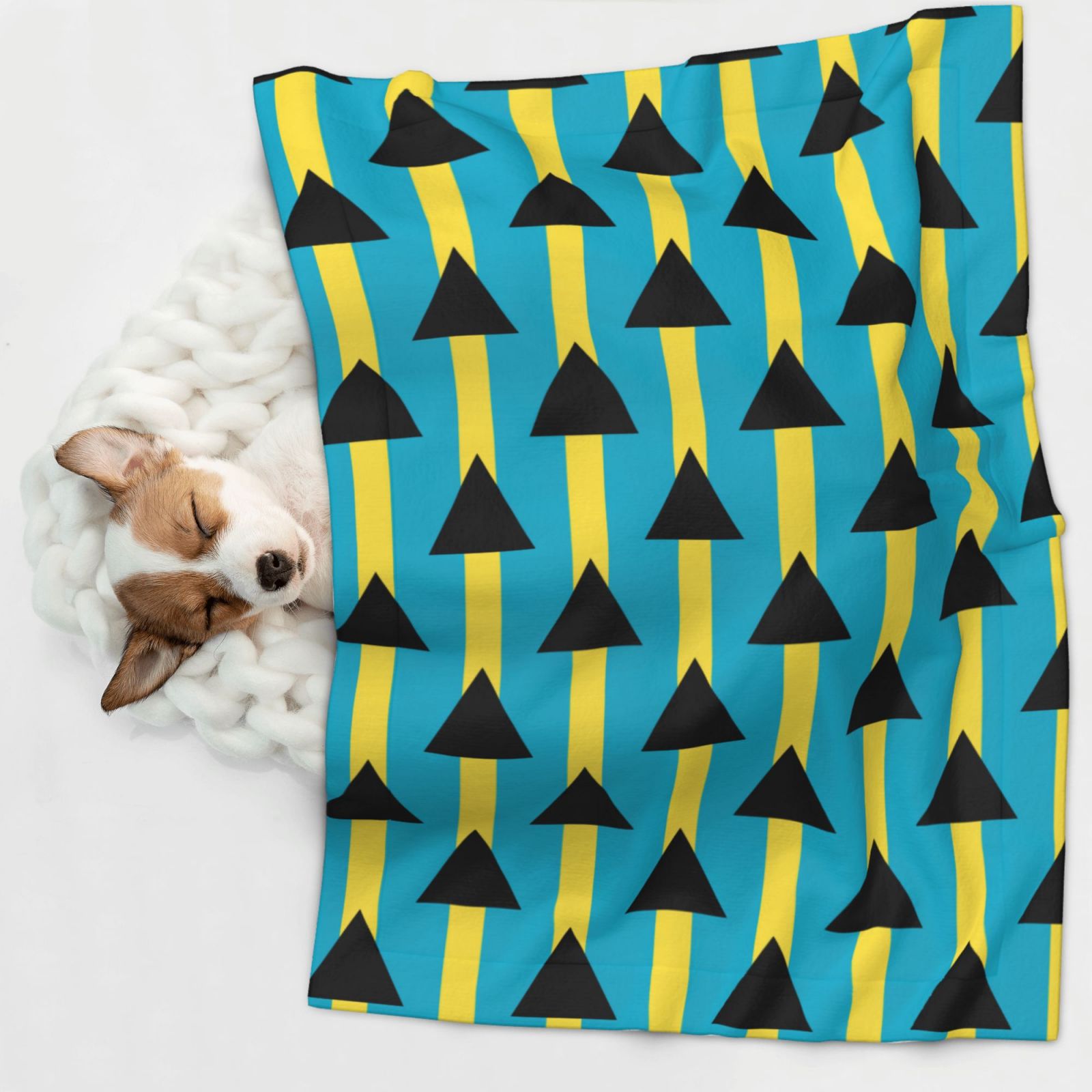 Bahamas Flag Pattern Dog Blanket Soft Warm Flannel Cat Blanket Great Pet Throw for Cats Puppy Small Medium Large Dog