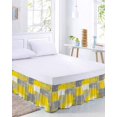 thumbnail image 2 of Yellow Grey Bed Skirt King Size, Rustic Mottled Oil Painting Abstract Texture Wrap Around Bed Skirting with Adjustable Elastic Strap, Dust Ruffled Pleated Bedskirts 18 Inch Drop for Bedroom King Beds, 2 of 9