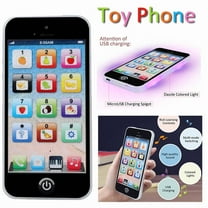 BFVV Educational Learning Toy Play Cell Phone, Interactive Toy with Dazzling Lights, Early Electronic Mobile Songs Learning Toy for Christmas Kids Toddler Baby Boys Girls 2 -8Year Old - Black