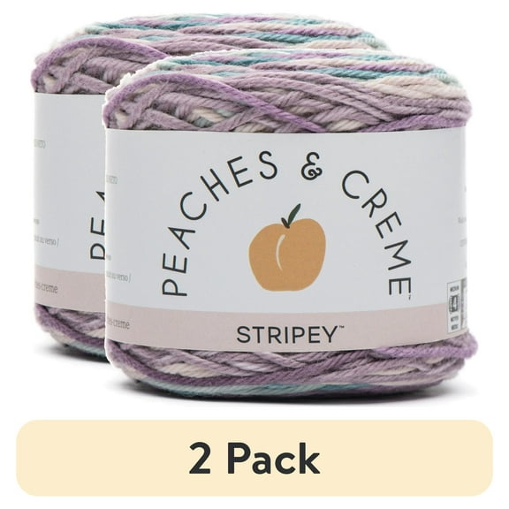 (2 pack) Peaches & Creme Stripey 4 Medium Cotton Yarn, Lavender Meadow 2oz/56.7g, 102 Yards