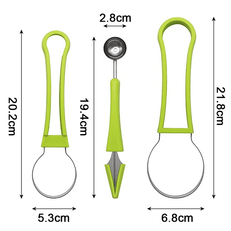 Patelai 2 Pieces Melon Baller Scoop Set, 4 In 1 Stainless Steel Fruit  Scooper Seed Remover Melon Baller Carving Knife Double Sided