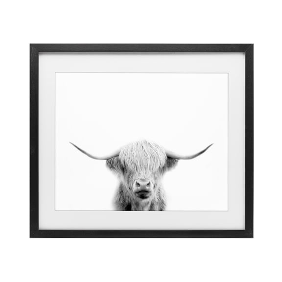 Stupell Industries Southwestern Scottish Cow Portrait Black Framed Print Under Glass, 16 x 13, by Leah Straatsma