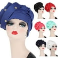 thumbnail image 1 of Koszal Flower Decor Solid Color Headscarf Cap Women Rhinestone Ruched Head Wrap Hair Accessories, 1 of 7