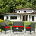 thumbnail image 4 of Patiojoy 8-Piece Rattan Patio Conversation Set Cushioned Sofa with Coffee Table Red, 4 of 6