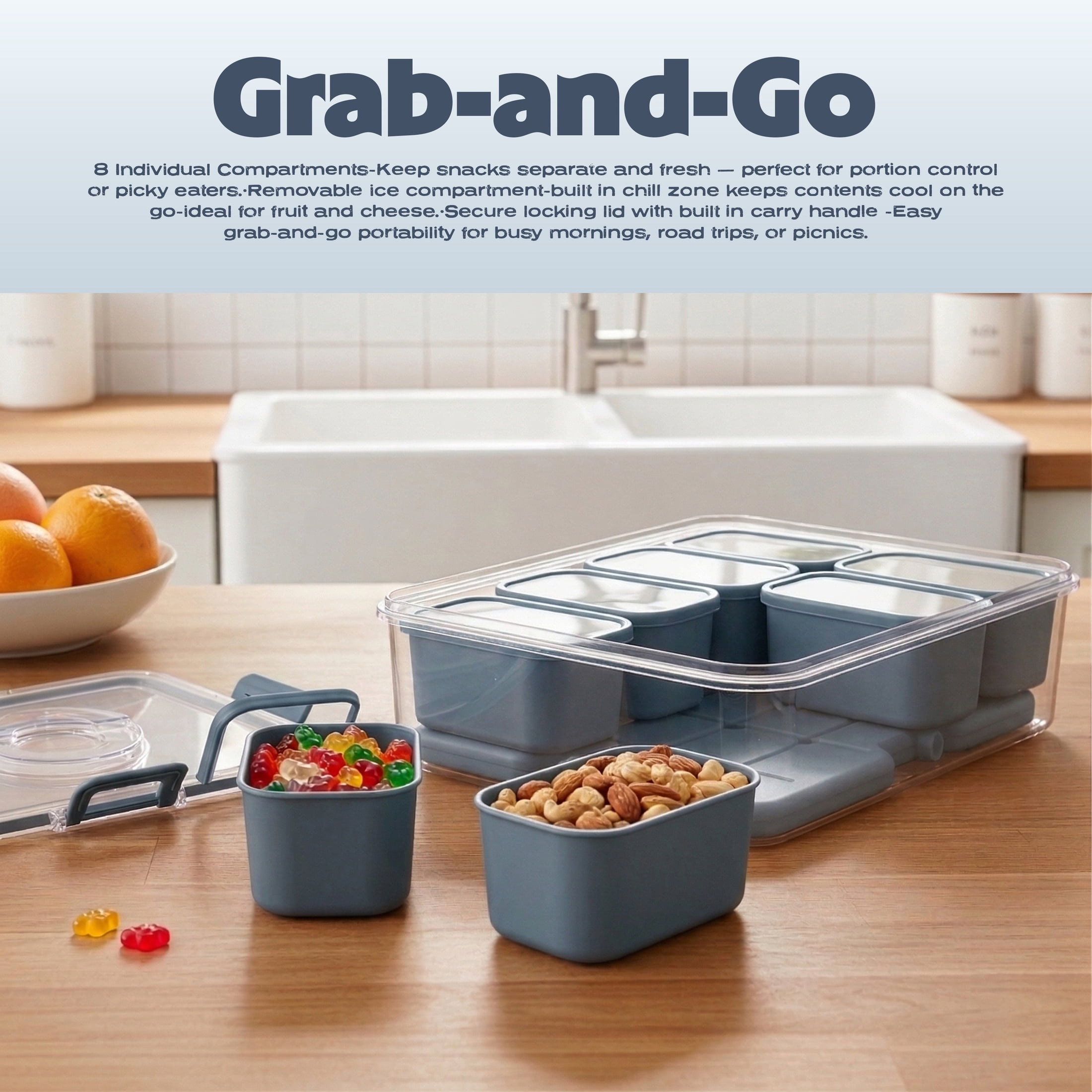 Cook with Color 8-Compartment Snack Box Food Storage Container