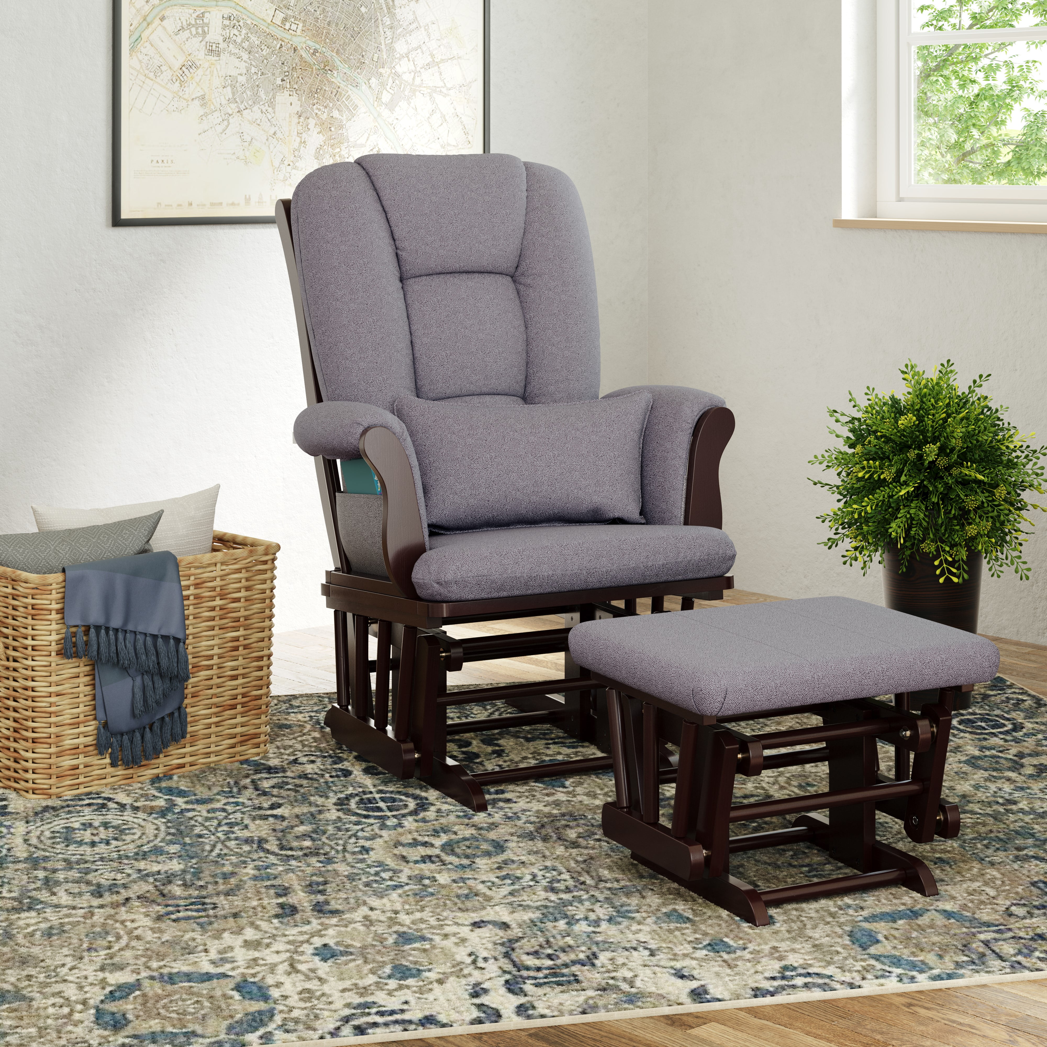 Storkcraft Tuscany Nursery Glider Ottoman Espresso with Gray Swirl