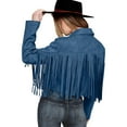 thumbnail image 5 of Baqcunre Women's Fashion Solid Color Fringe Suede Leather Jacket Motorcycle Short Jacket Women Clothing Leather Jacket Crop Tops for Women,Womens Winter Coats Dark Blue Xxl, 5 of 9
