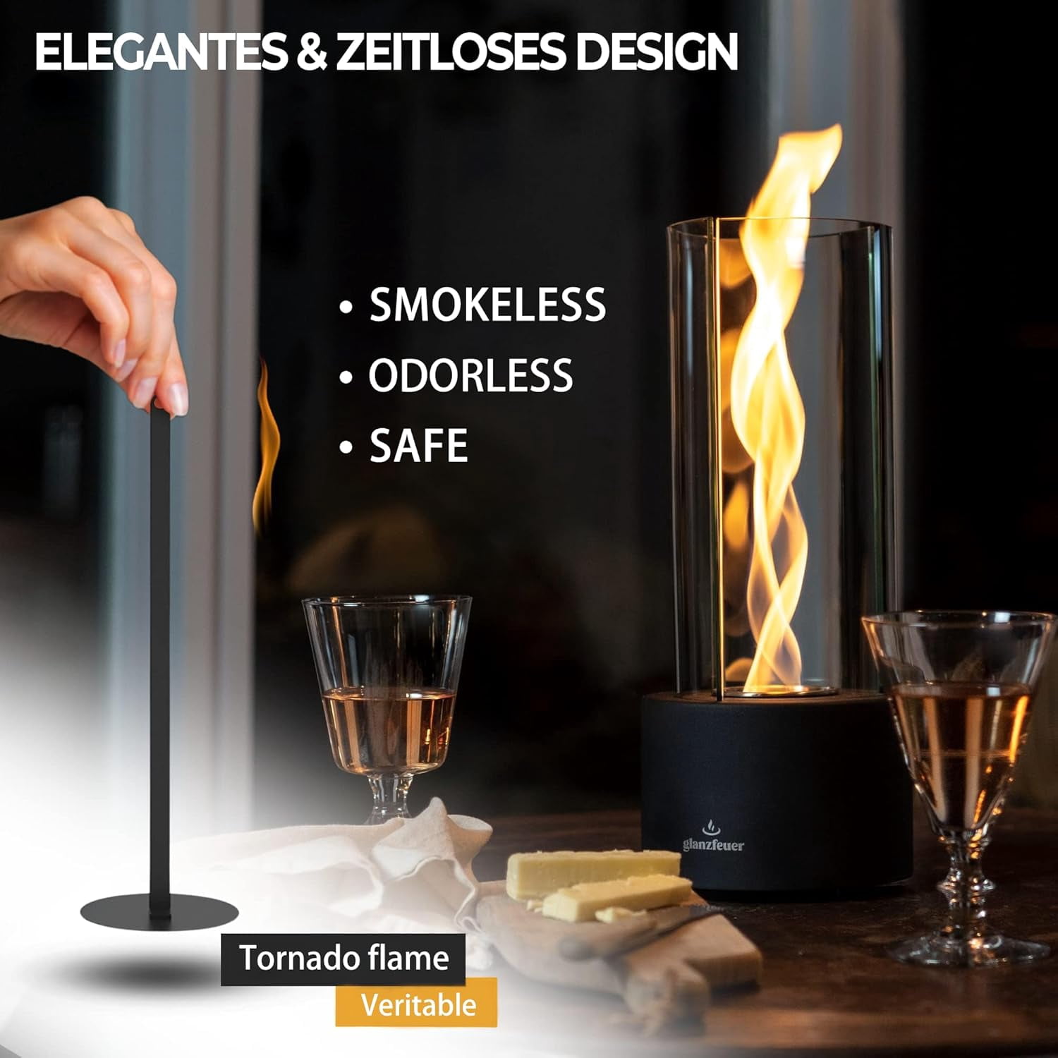 EAST FLAME Tornado Tabletop Fire Pit 60-90 Mins Burning, Portable Table Top Fireplace Indoor & Outdoor Gift for Birthday, Home Decor, Housewarming,Christmas