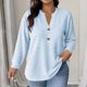 thumbnail image 2 of Mujeres de Manga Larga Tops Casual Rayas Botón V Cuello Suéter Blusa, Mujeres de Manga Larga Tops Moda Primavera Otoño Uso Diario, 2 of 8
