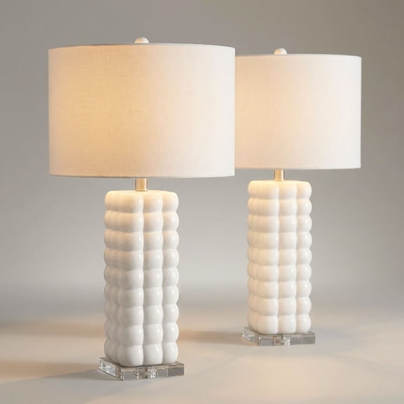 360 Lighting Norma 28" High Textured Bubble White Ceramic Table Lamp Set of 2