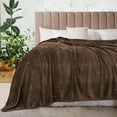 thumbnail image 2 of Unique Bargains Soft Flannel Fleece Sofa Throw Blanket Chocolate 78" x 90", 2 of 8