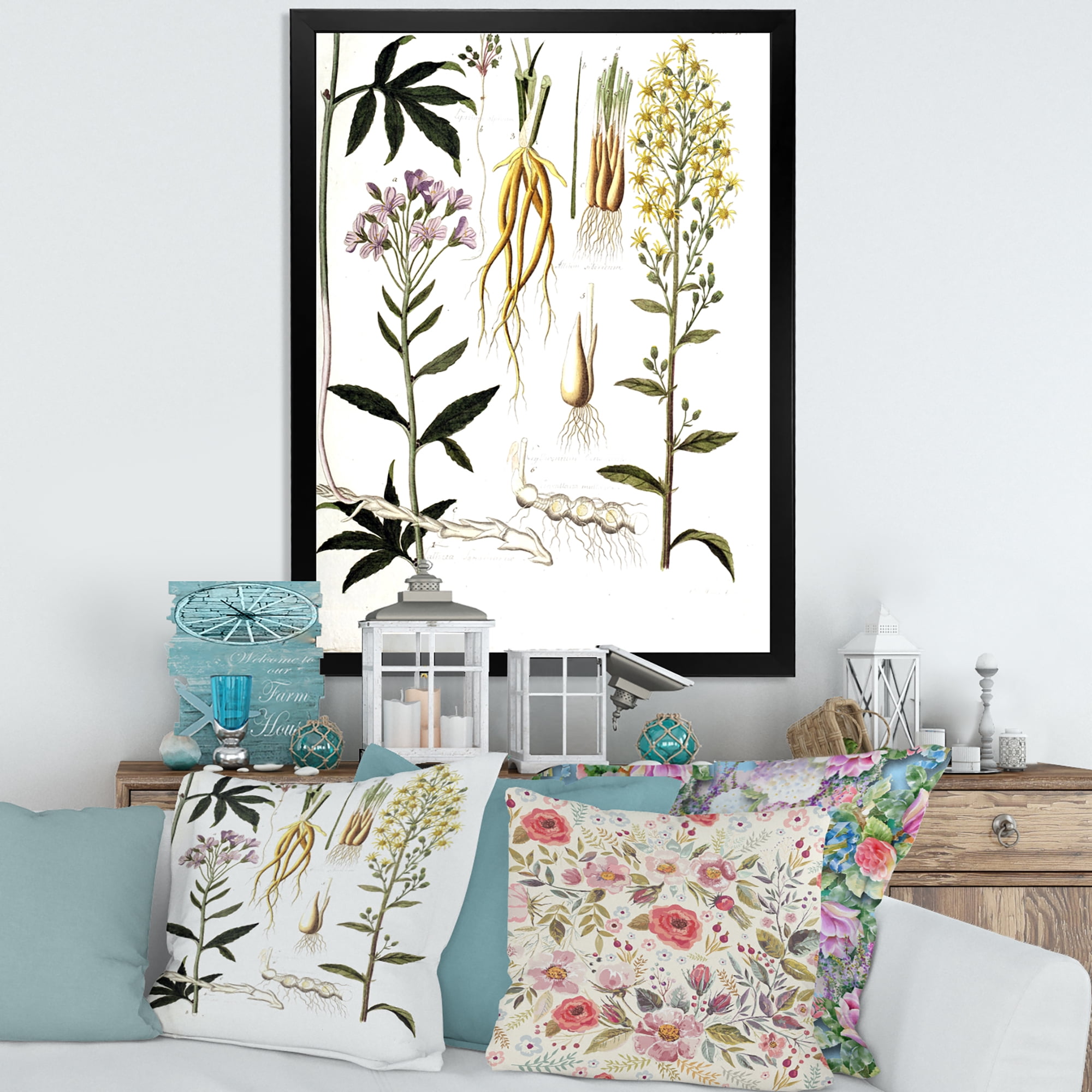Designart 'Ancient Plant Life VIII' Farmhouse Framed Art Print