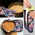 thumbnail image 5 of Yayeee Oven Mitts and Pot Holder Set of 4 Heat Resistant Kitchen Gloves Baking Hot Pad, Pink and Purple Flowers, 5 of 5