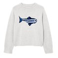 thumbnail image 4 of Women's Oversized Roll Neck Cute Fish Graphic Sweater Vintage Soft Knit Fabric Loose Jumpers Fall Pullover Sweater ﻿ (White M), 4 of 5