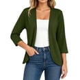 thumbnail image 3 of Jsaierl Women's 3/4 Sleeve Open Front Knit Cardigan Lightweight Draped Hem Casual Daily Work Lounge Top, 3 of 9