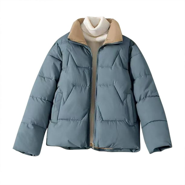 Chaquetas y abrigos casuales de manga larga sin capucha para mujer, chaqueta de algodón con cremallera y manga larga, chaqueta de algodón de color liso, abrigo para mujer