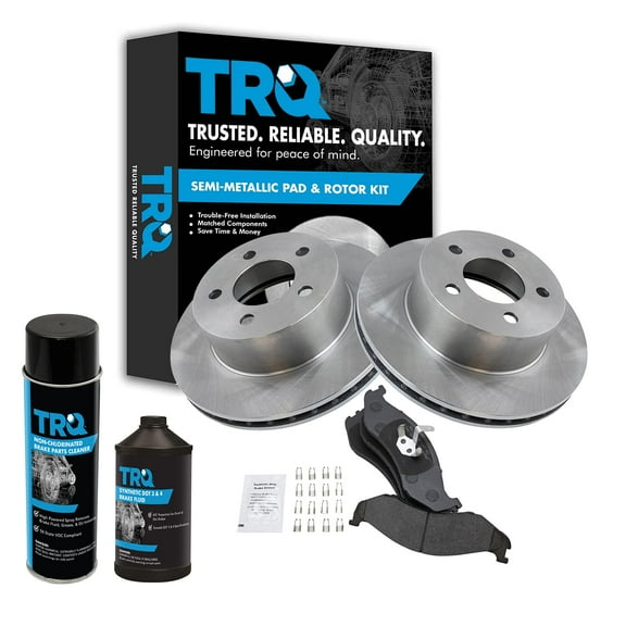 TRQ Front Brake Pad & Rotor Kit w/Chemicals for Jeep Grand Cherokee Pickup Truck BKA16266 Fits select: 1997-1999 JEEP WRANGLER / TJ, 1990-1995 JEEP WRANGLER / YJ