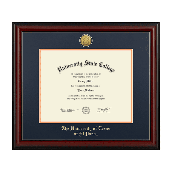 Framerly - UTEP Diploma Frame with Navy and Athletic Orange Mat