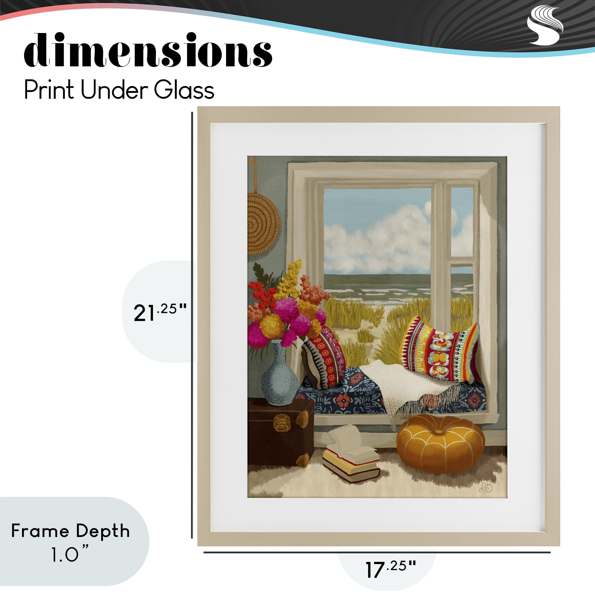 Stupell Industries Coastal Vacation Window Seat Birch Framed Print Under Glass, design by Lisa R Dumm