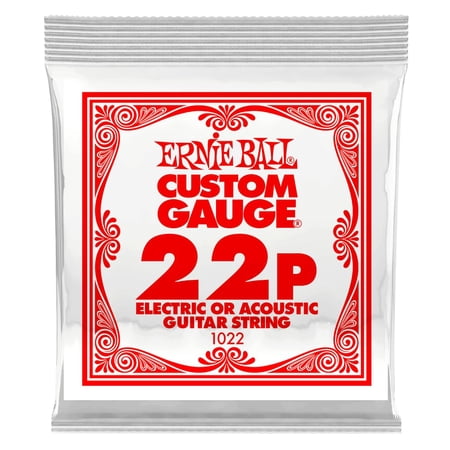 Ernie Ball P01022 .022 Plain Steel Electric or Acoustic Guitar Strings 6 Pack