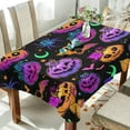 thumbnail image 3 of Coolnut Halloween Pumpkin Purple Rectangle Tablecloth 54x72In,Dinner Table Cover for Outdoor & Indoor Patio, Picnic, BBQ, Holiday Party Halloween Decoration, 3 of 7