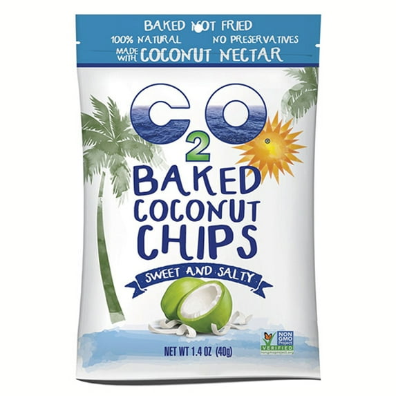 C2O Baked Coconut Chips Sweet and Salty 2.82 oz Pouches - Pack of 6