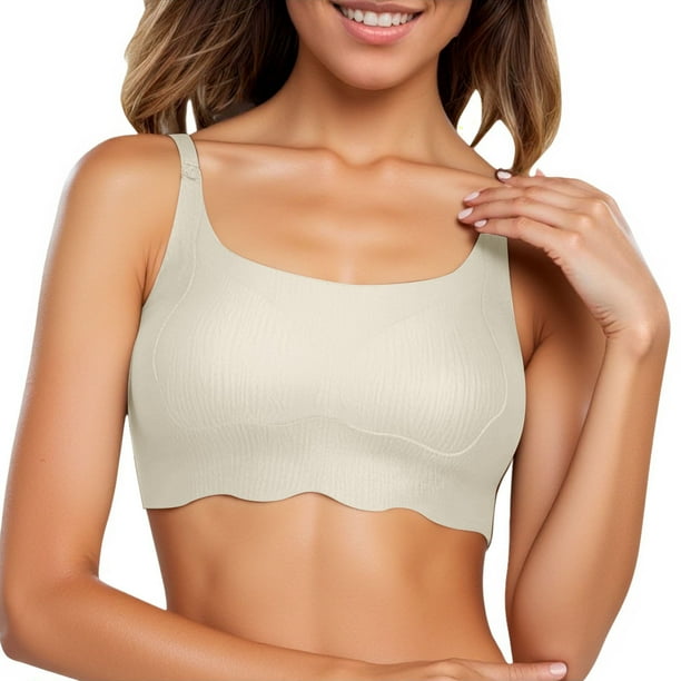 Sujetador fino sin costuras para mujer: sin costuras, sujeción suave, pecho grande, copa semi-fija, sin aros, transpirable, espalda lisa. Tallas 75C/75D disponibles.