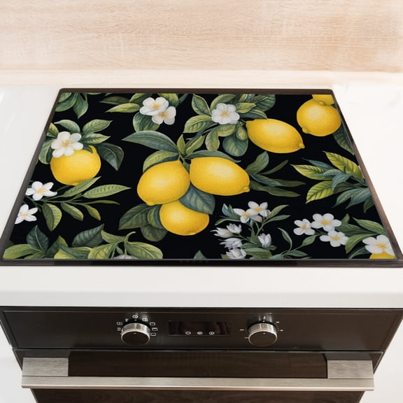 Square Stove Top Covers for Electric Stove, Vintage Lemon Print, Oven Protector Mat, Glass Induction Cooktop Protector mat, Range Cover for Kitchen RV (28×20 Inch)