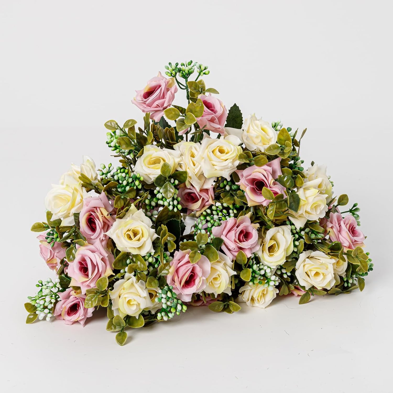 wqlpp-Artificial Flowers 5 Bunches 24 Fake Silk Small Rose